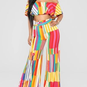 Fashion Nova Rainbow 2 pc pants set  Medium